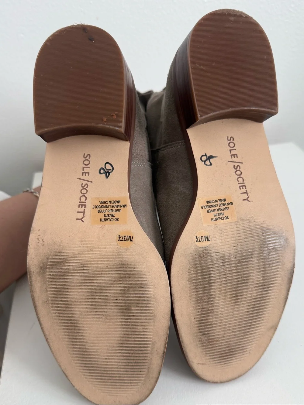Sole Society Taupe Suede Fold-Over Ankle Boots
